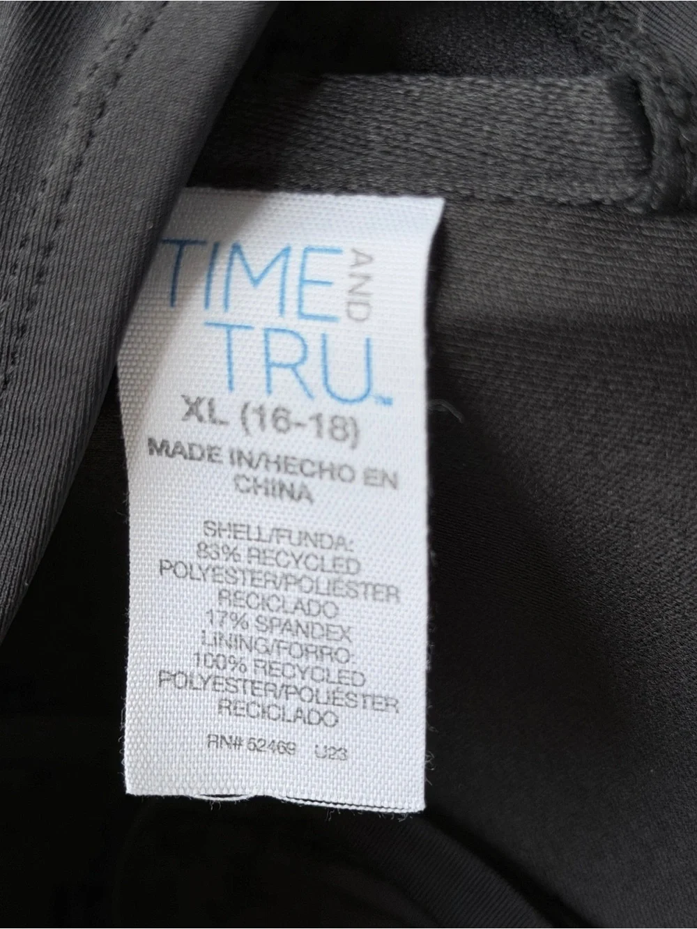 Time and Tru Black Ruched Tankini Top - Size XL